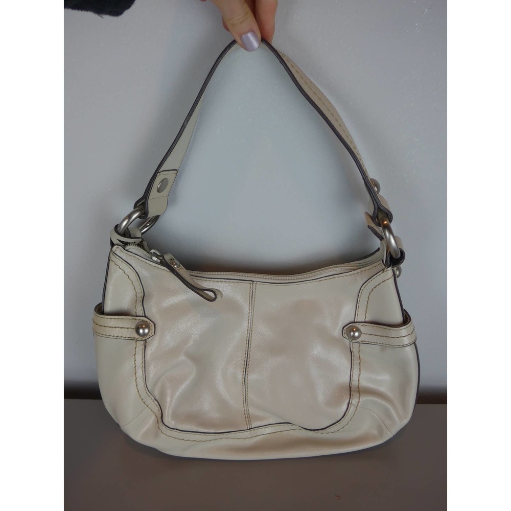 Vintage Fossil White Leather Shoulder Bag Purse